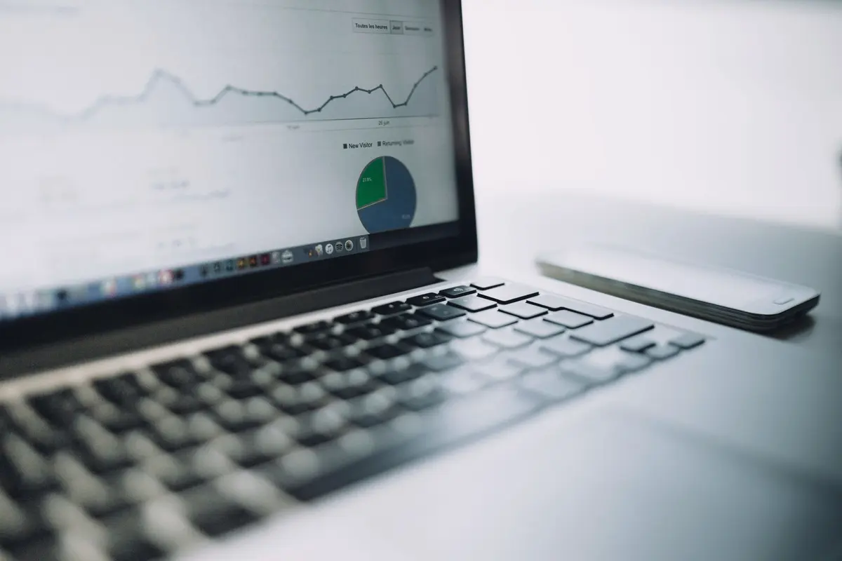 An analytics dashboard open on a laptop.