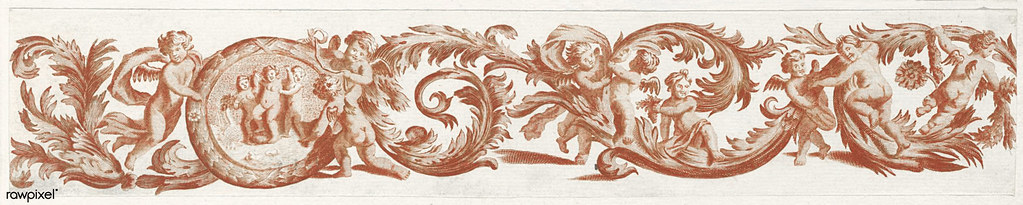 Leaf ornament with Putti by Johan Teyler (1648-1709). Original from The Rijksmuseum. Digitally enhanced by rawpixel.