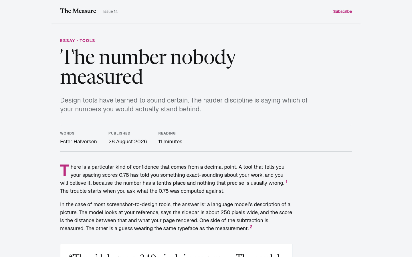 The Long read sample page at the desktop viewport