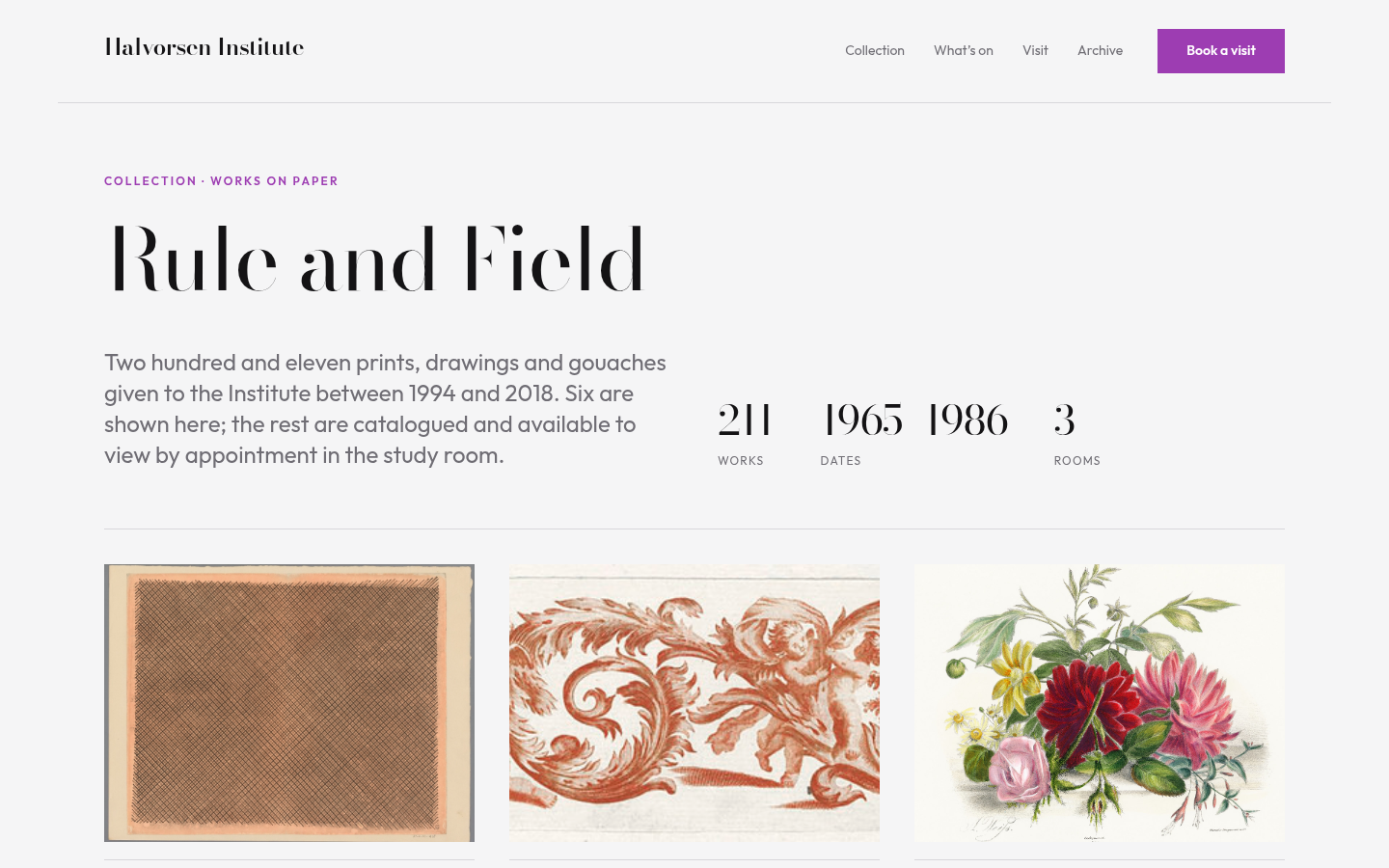 The Gallery archive sample page at the desktop viewport