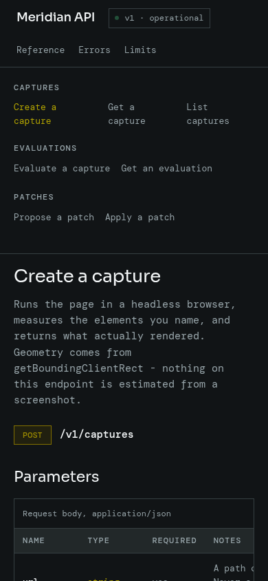 The same page at the mobile viewport