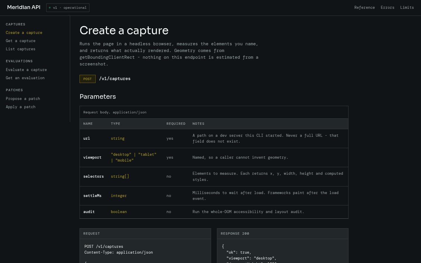 The API reference sample page at the desktop viewport